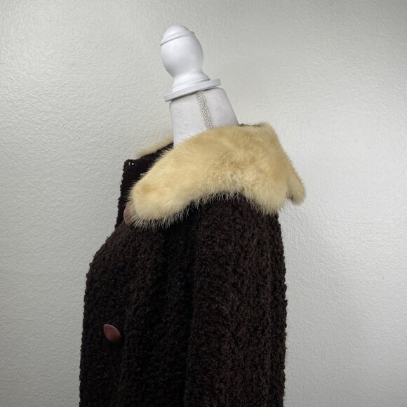Fisher's Lincoln Park Coat Brown Sz M/L Fur Collar 3/4 Sleeves Union Outlander - Picture 7 of 15